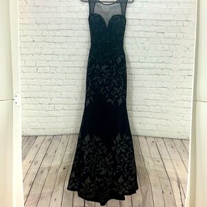 Jovani size 4 laser cut heavily stoned in black gorgeous one of a kind gown